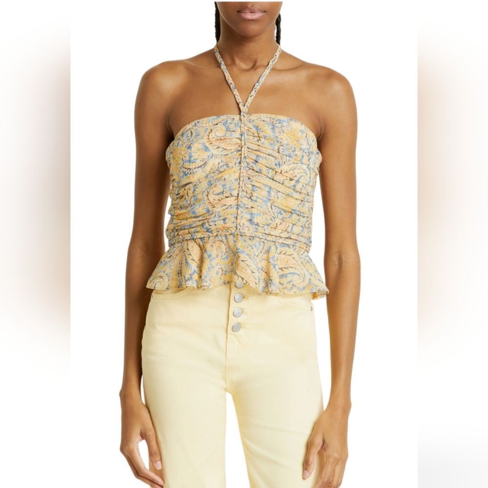 NWOT Veronica Beard Arienne Paisley Silk Halter Top - Picture 2 of 10